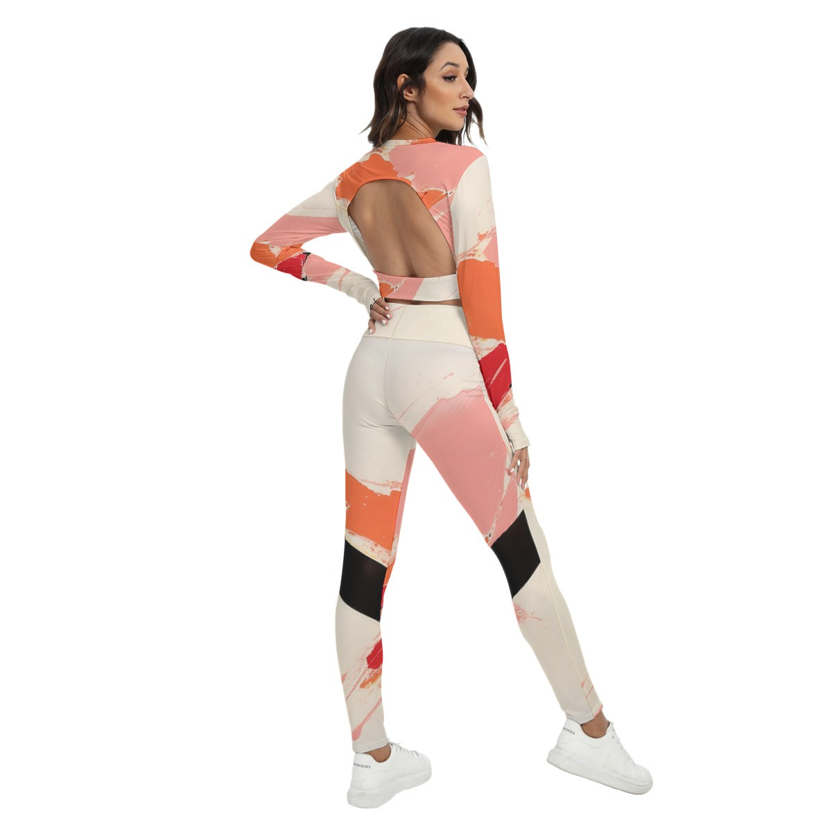 All-Over Print Women's Sport Set With Backless Top And Leggings