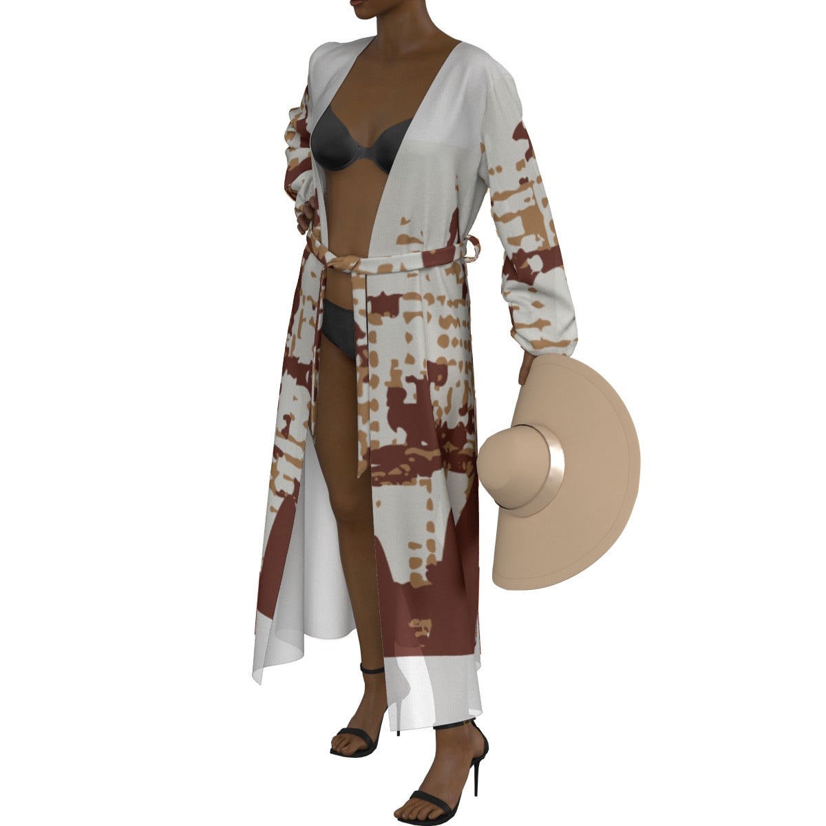 All-Over Print Women's Lace-up Chiffon Robe