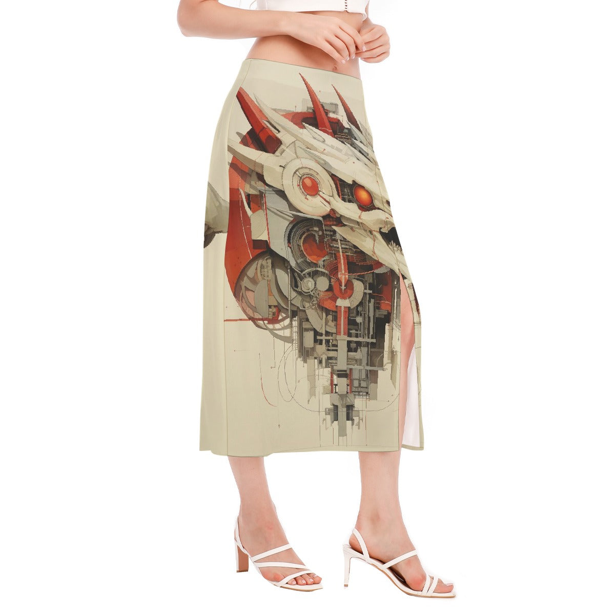 All-Over Print Women's High Slit Long Skirt