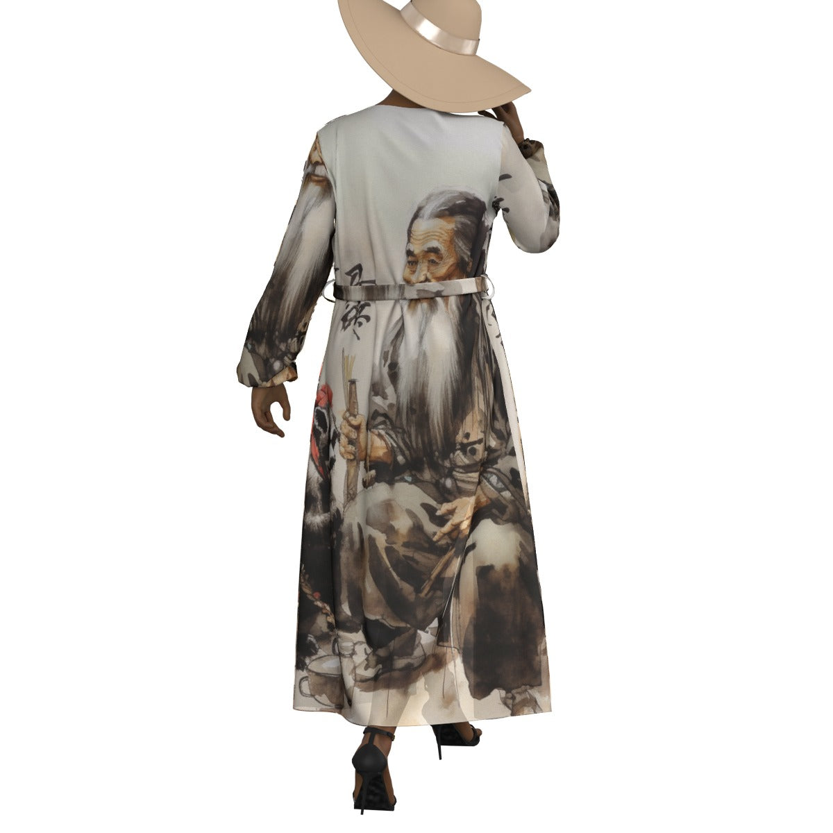 All-Over Print Women's Lace-up Chiffon Robe