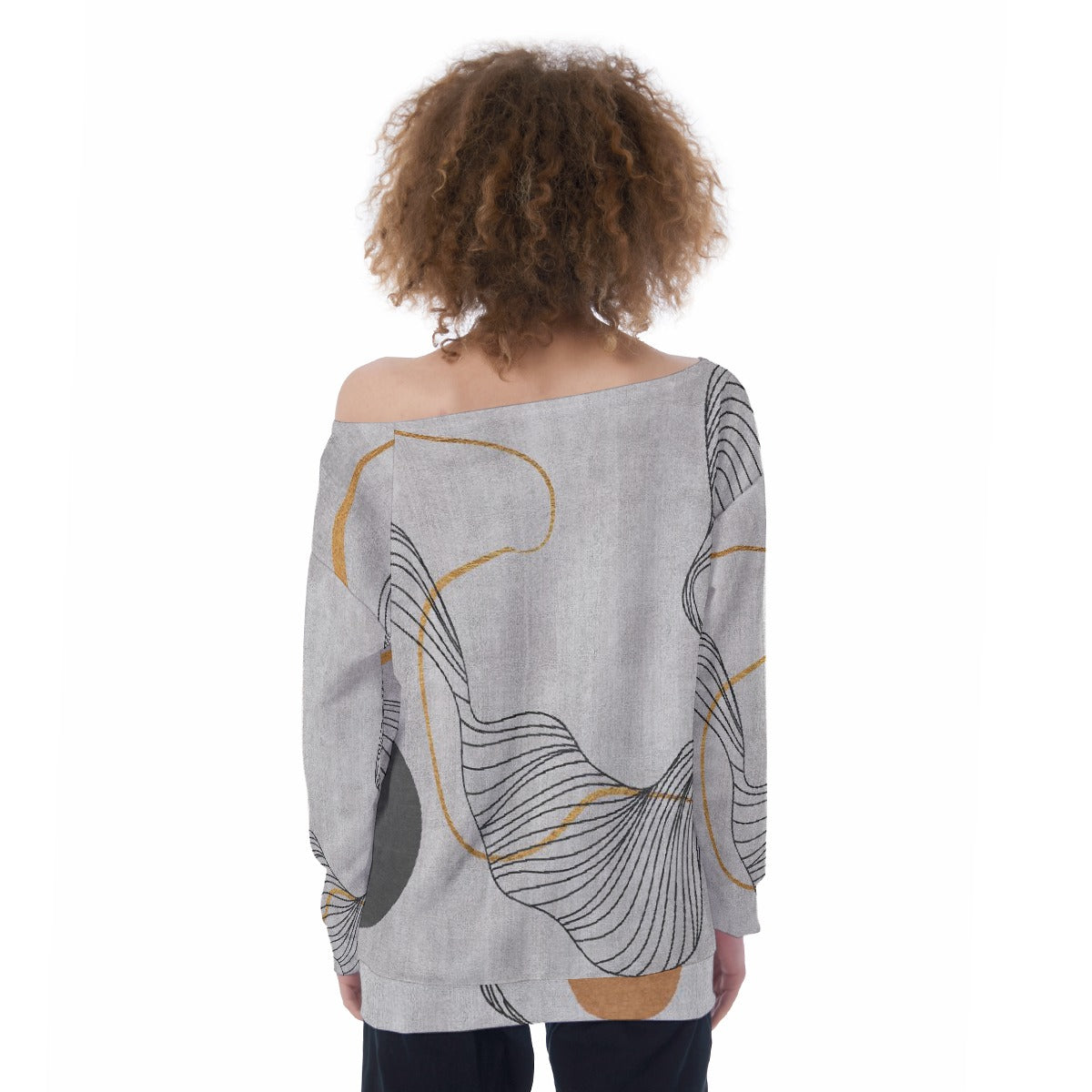 All-Over Print Oversized Women's Off-Shoulder Sweatshirt