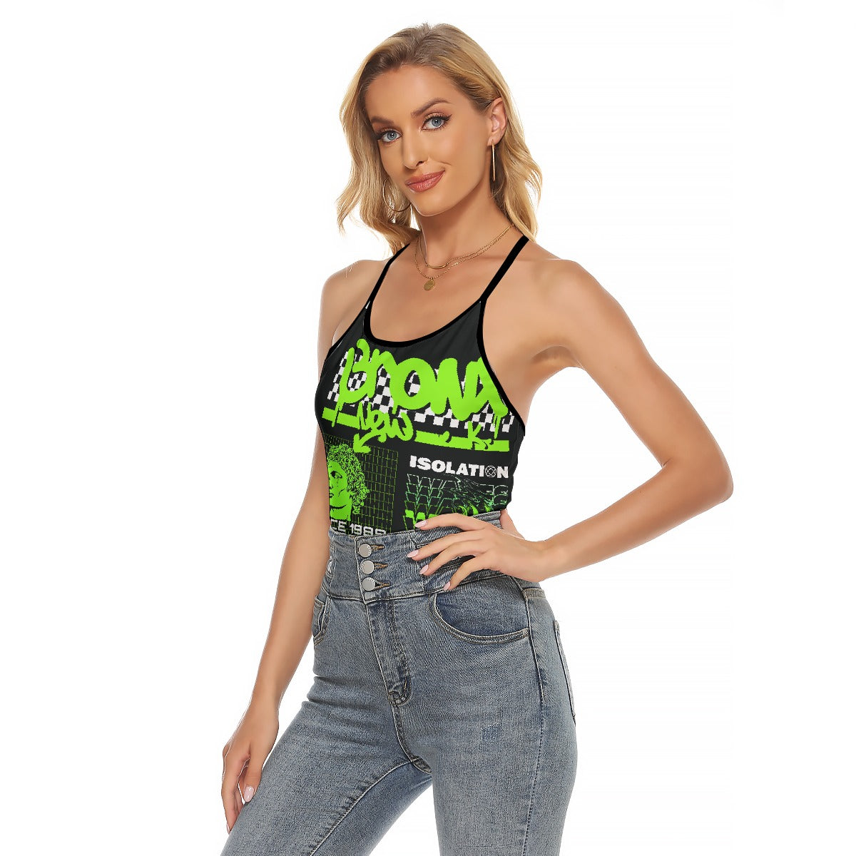 All-Over Print Women's Criss-Cross Open Back Tank Top