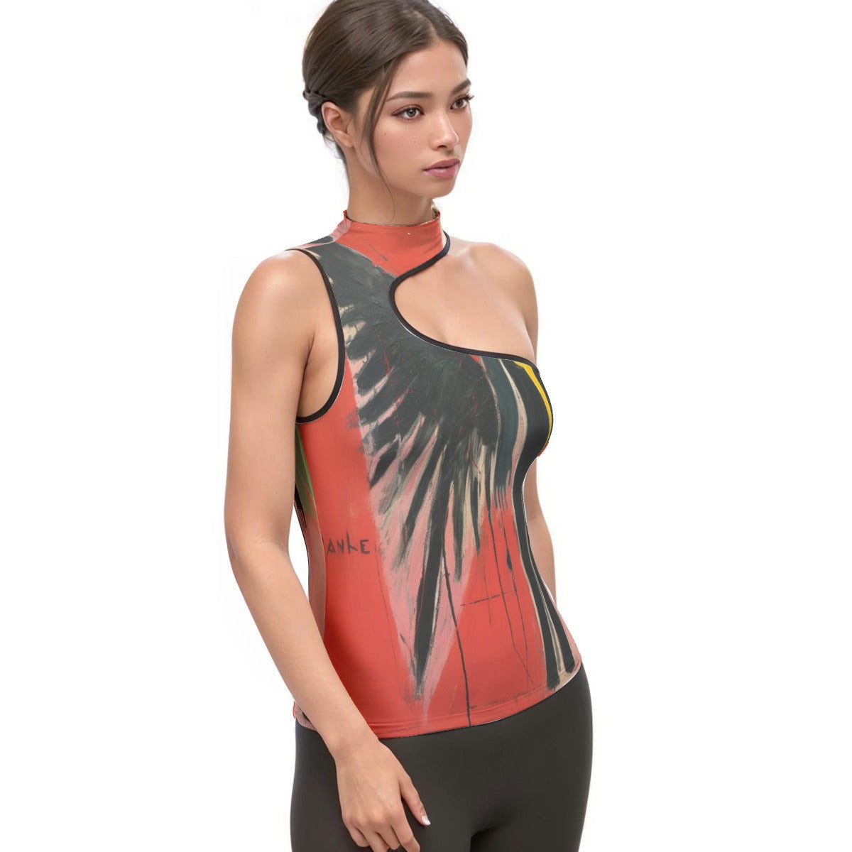 All-Over Print Women's Halter Sleeveless Asymmetrical Tank Top