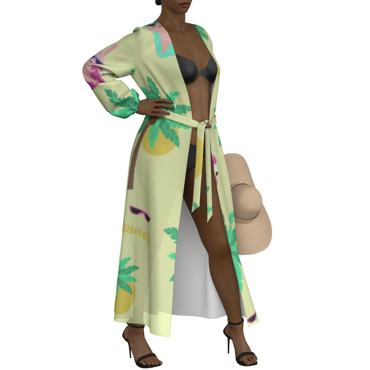 All-Over Print Women's Lace-up Chiffon Robe