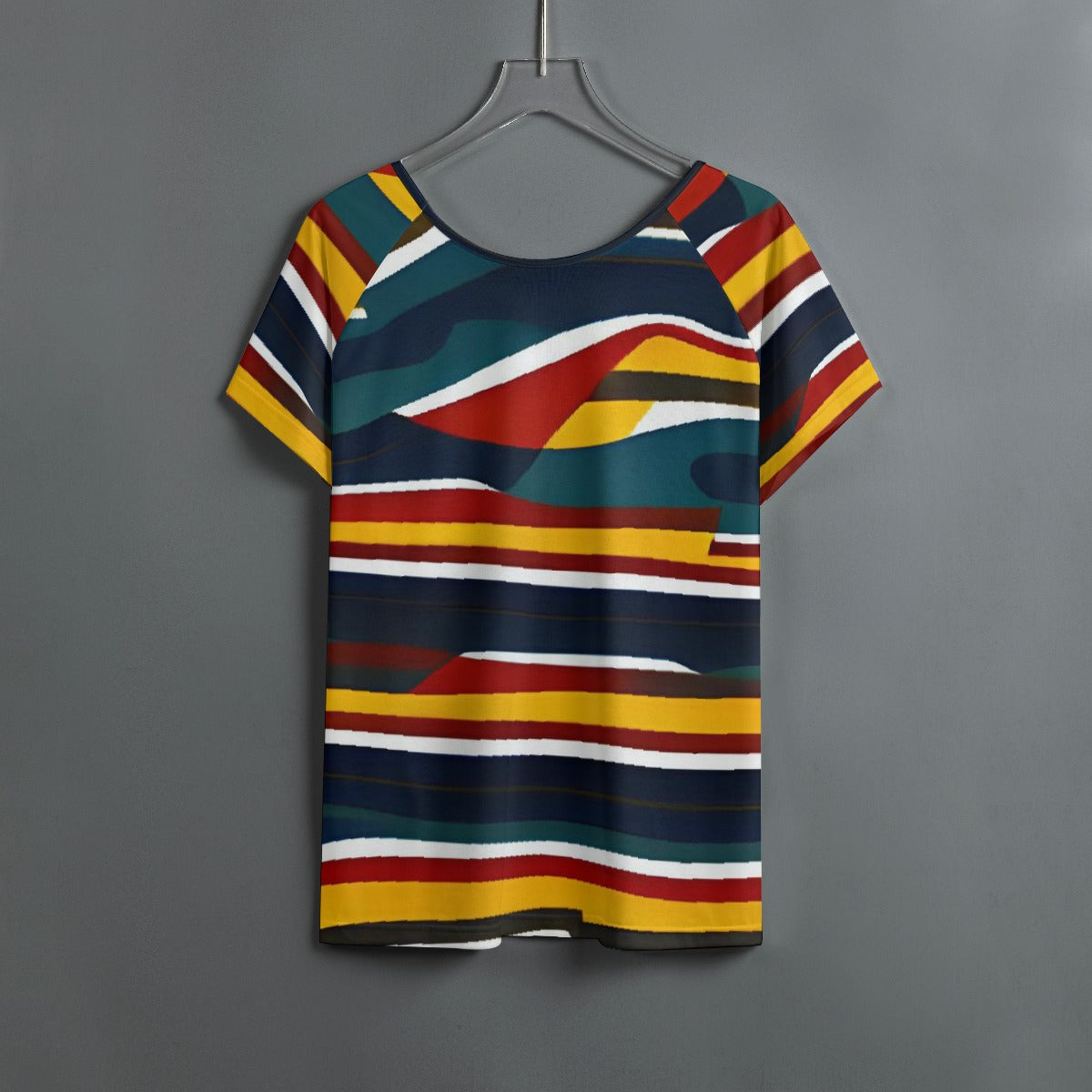All-Over Print Women's Round Neck T-shirt With Raglan Sleeve
