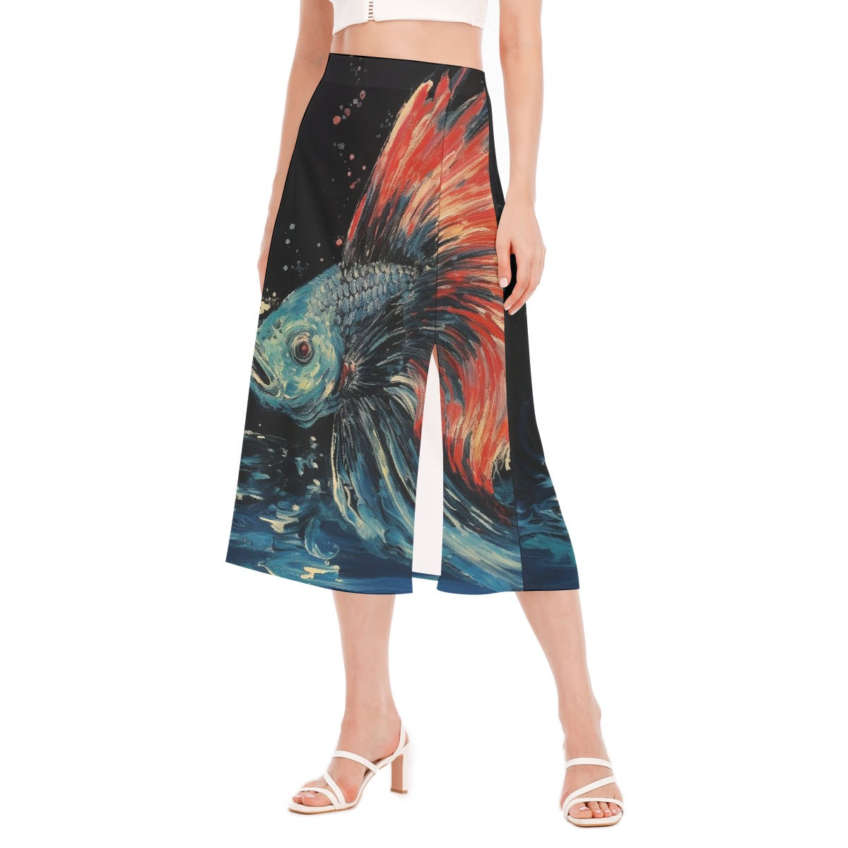 All-Over Print Women's High Slit Long Skirt