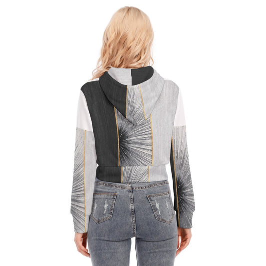 All-Over Print Women's Crop Top Hoodie With Zipper Closure