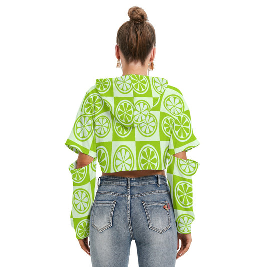 All-Over Print Women's Heavy Fleece Hoodie With Hollow Out Sleeve