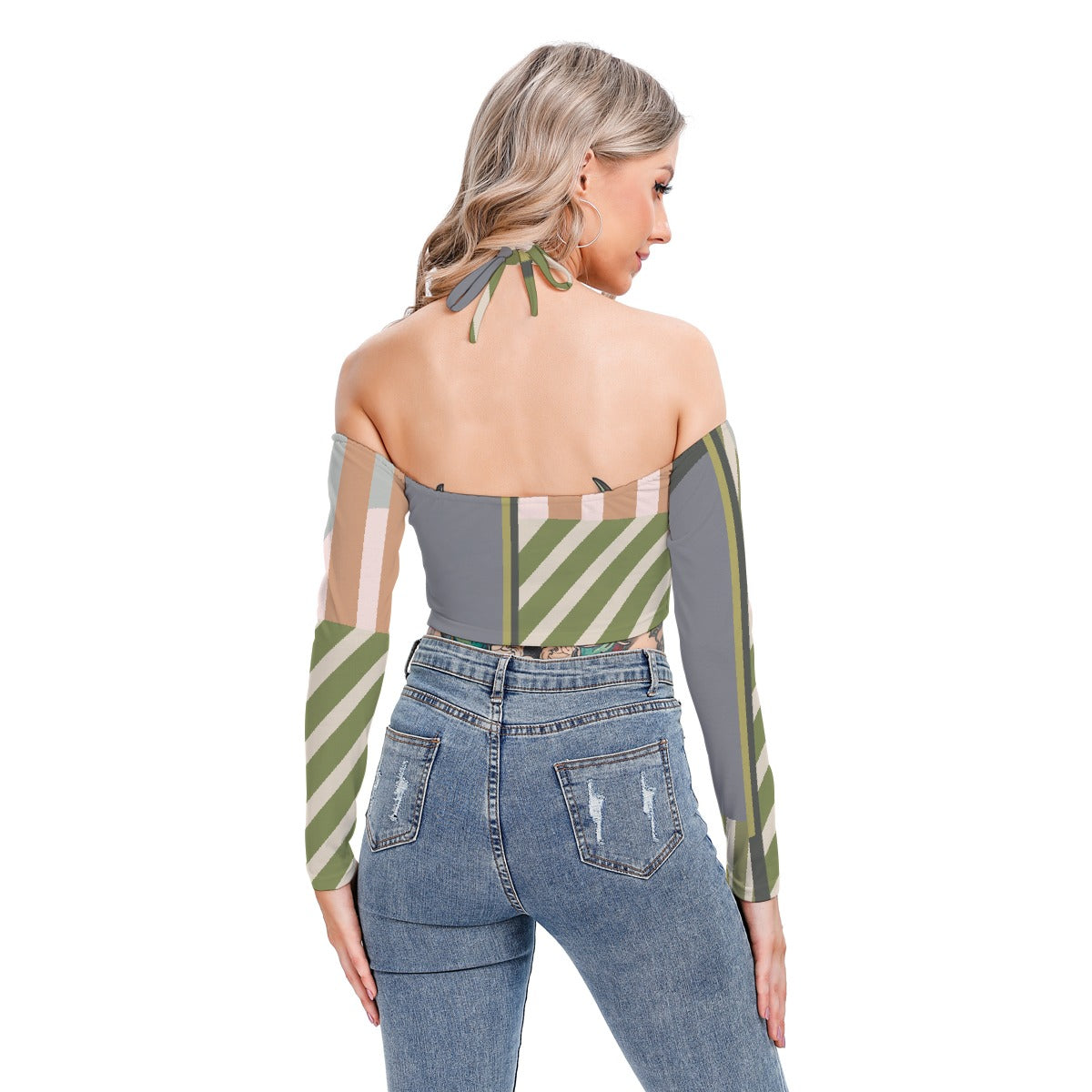 All-Over Print Women's Halter Lace-up Top