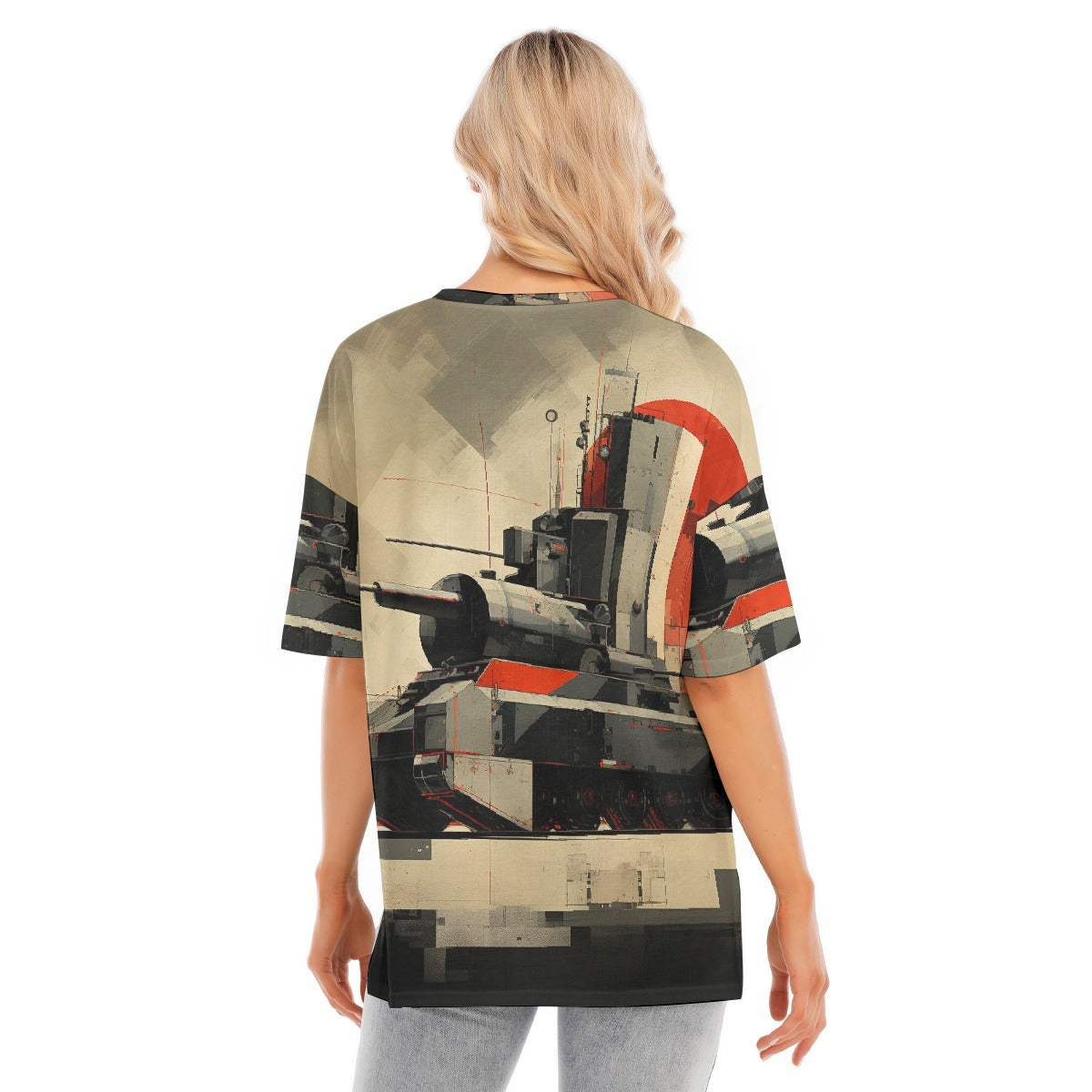 All-Over Print Women's Short Sleeves T-shirt With Hem Split