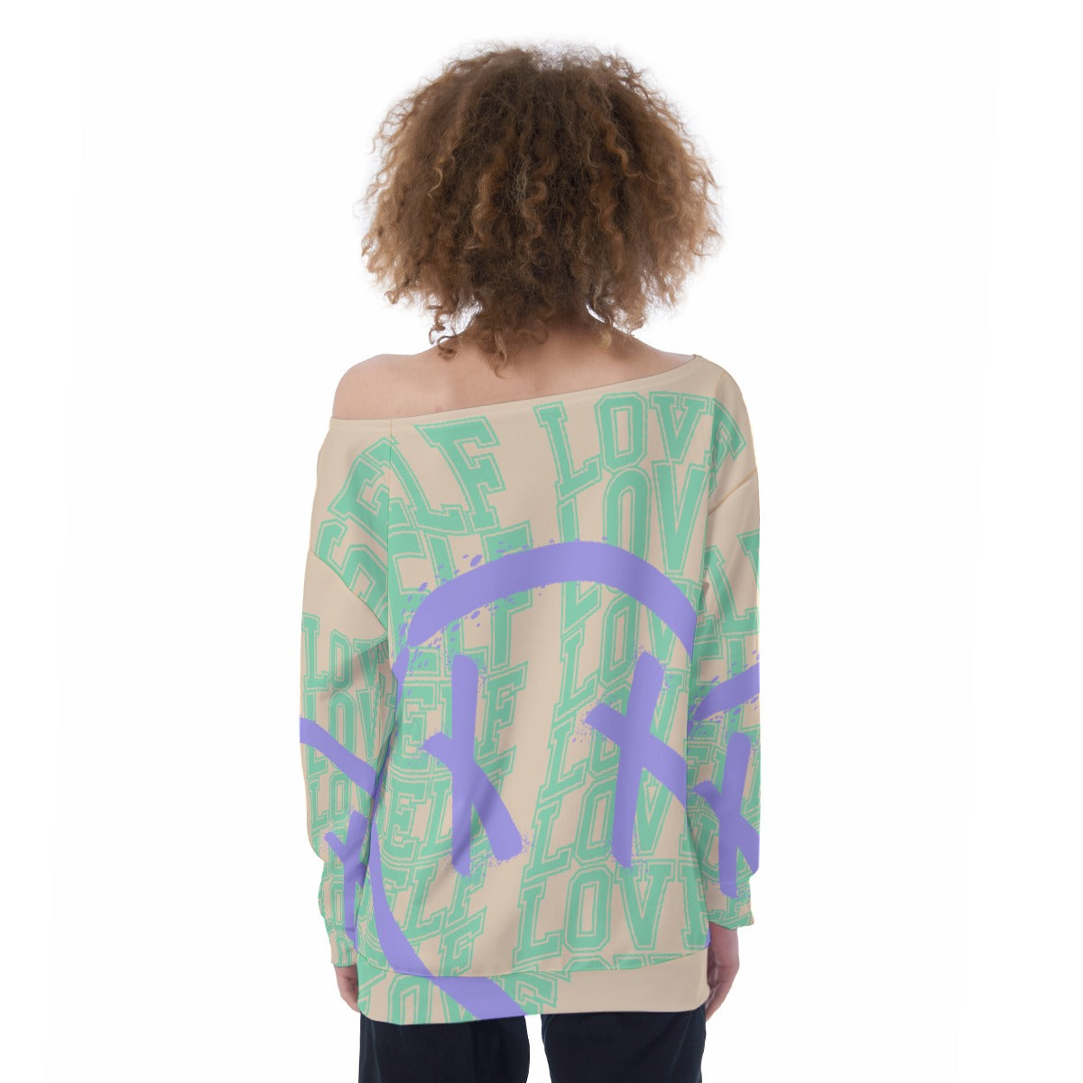 All-Over Print Oversized Women's Off-Shoulder Sweatshirt