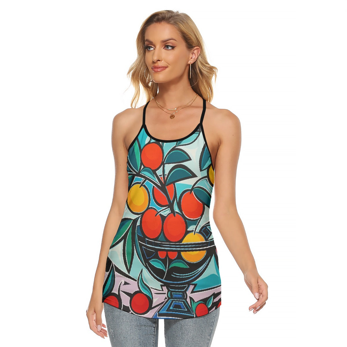 All-Over Print Women's Criss-Cross Open Back Tank Top