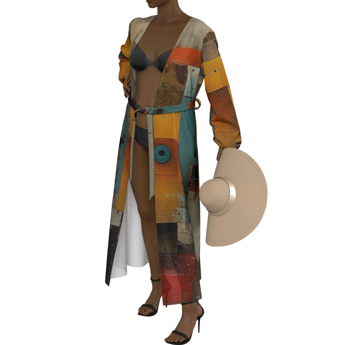 All-Over Print Women's Lace-up Chiffon Robe