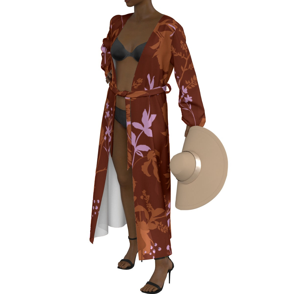 All-Over Print Women's Lace-up Chiffon Robe