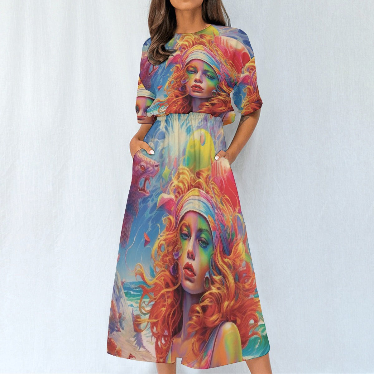 All-Over Print Women's Elastic Waist Dress