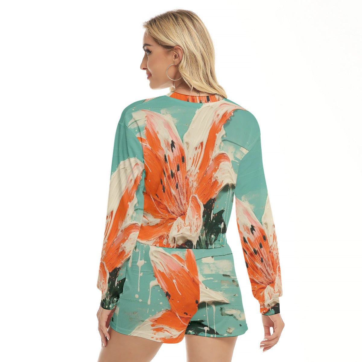 All-Over Print Women's Short Sweatshirt And Pants Suit