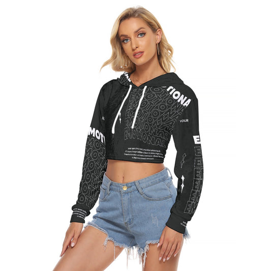 All-Over Print Women's Crop Top Hoodie|Velvet
