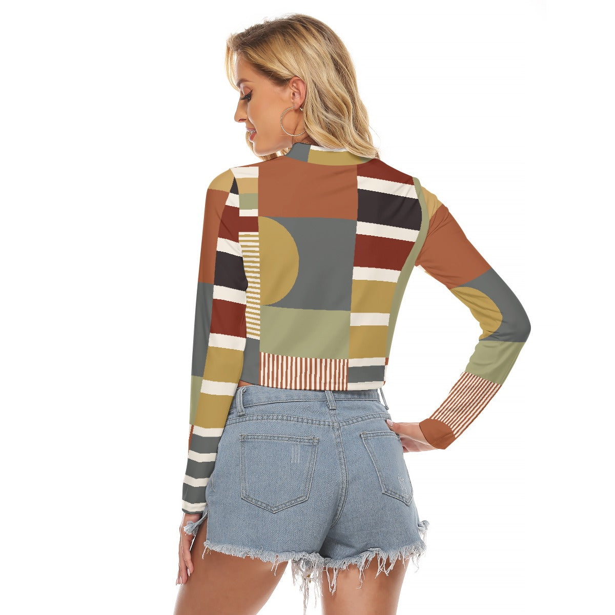 All-Over Print Women's Hollow Chest Keyhole Tight Crop Top