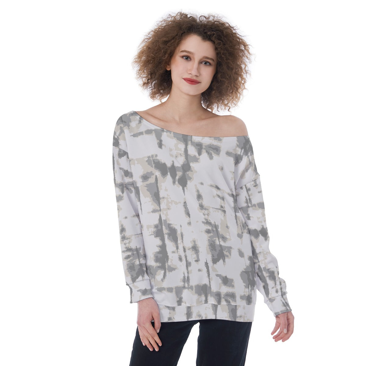 All-Over Print Oversized Women's Off-Shoulder Sweatshirt