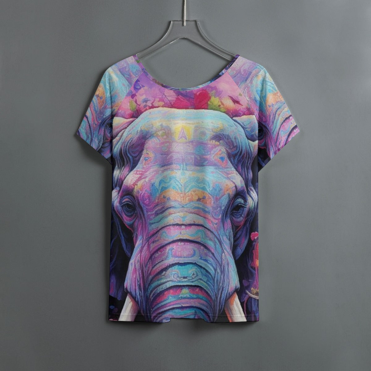 All-Over Print Women's Round Neck T-shirt With Raglan Sleeve