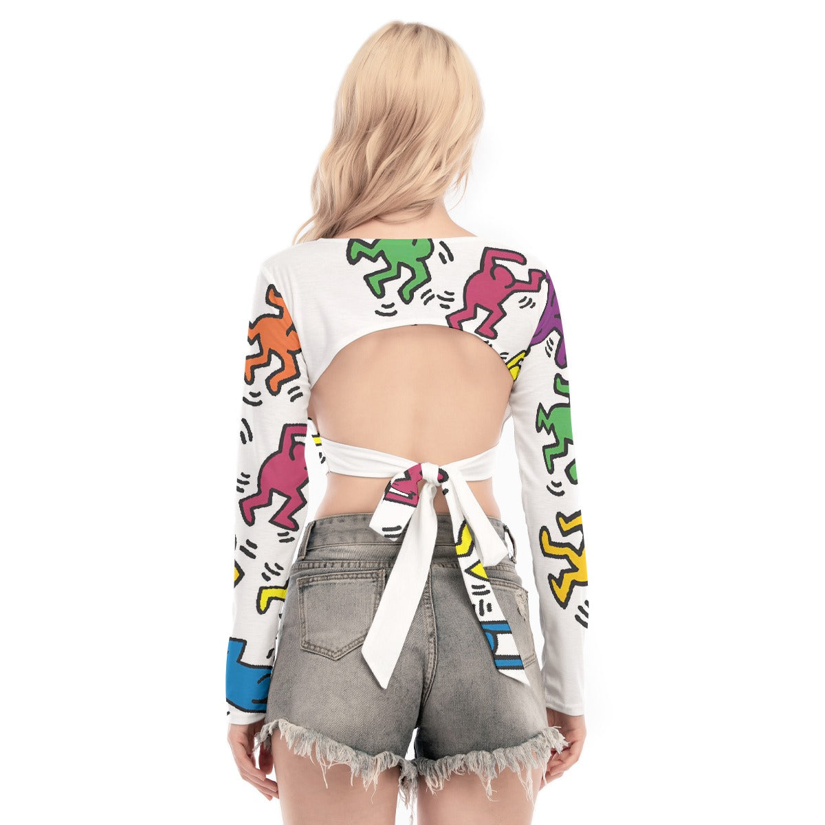 All-Over Print Women's Back Hollow T-shirt With Strap