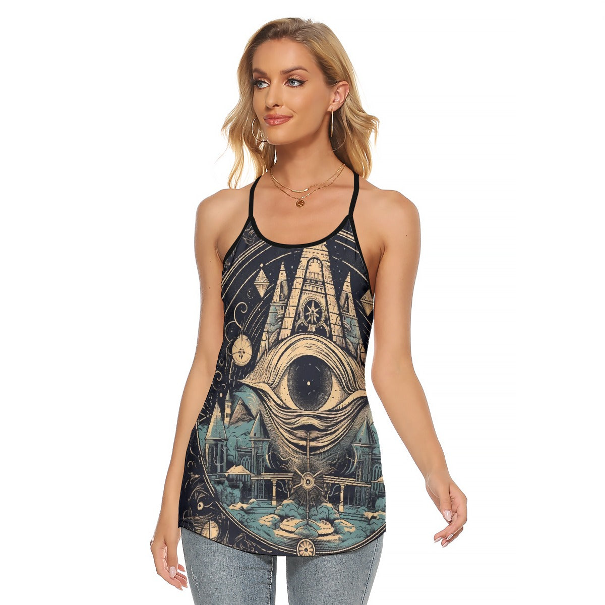All-Over Print Women's Criss-Cross Open Back Tank Top
