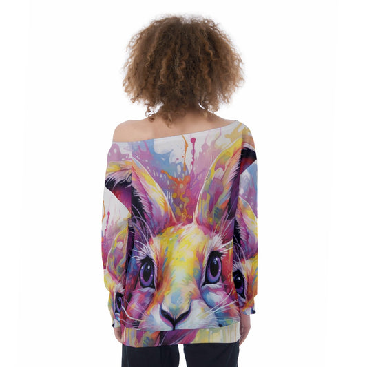 All-Over Print Oversized Women's Off-Shoulder Sweatshirt