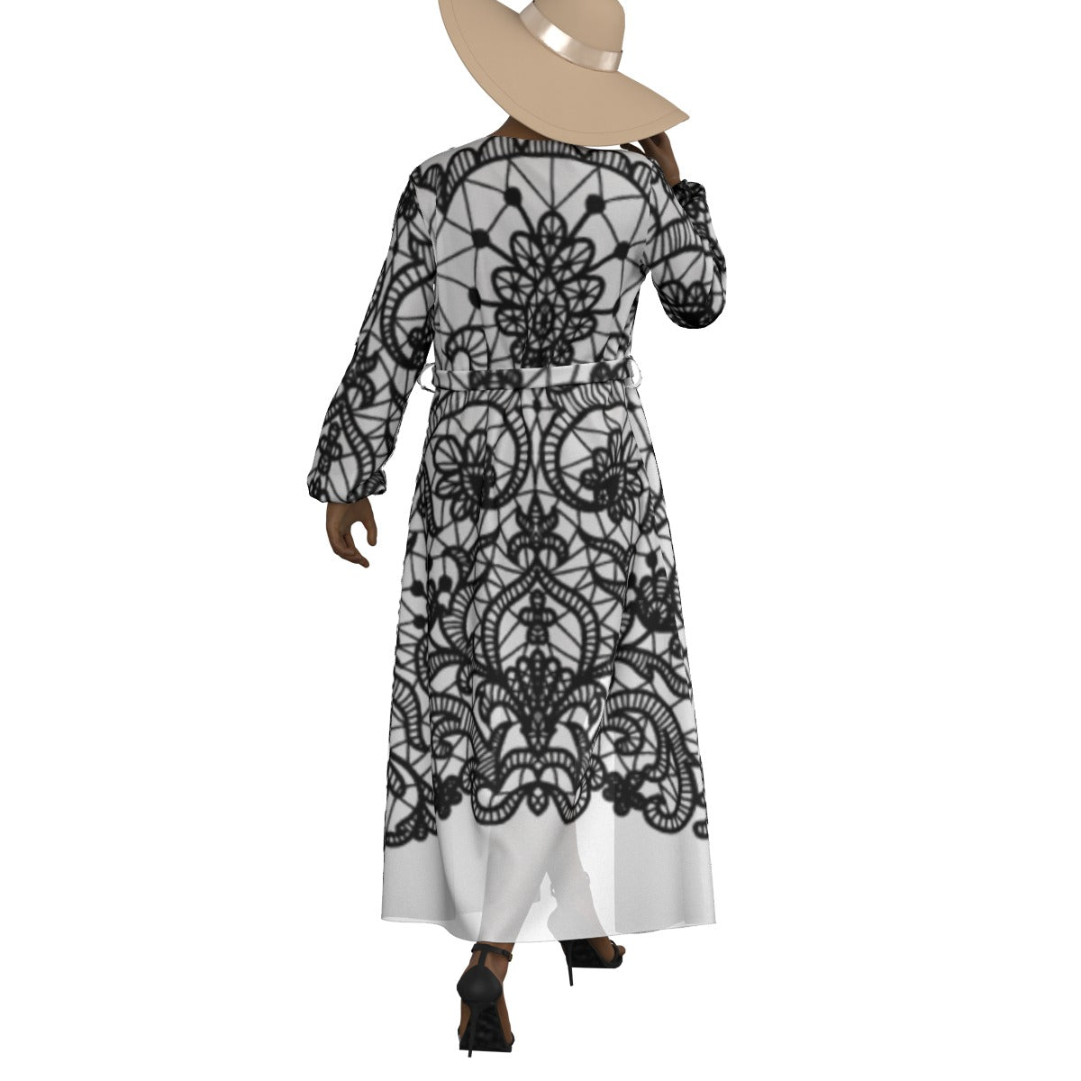 All-Over Print Women's Lace-up Chiffon Robe