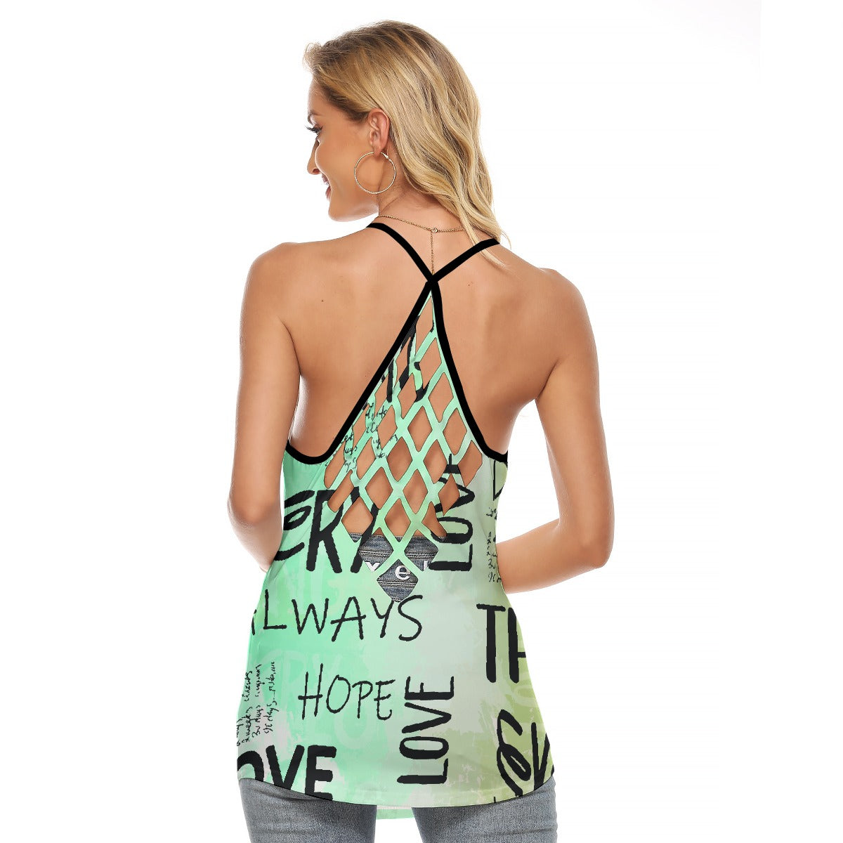All-Over Print Women's Criss-Cross Open Back Tank Top