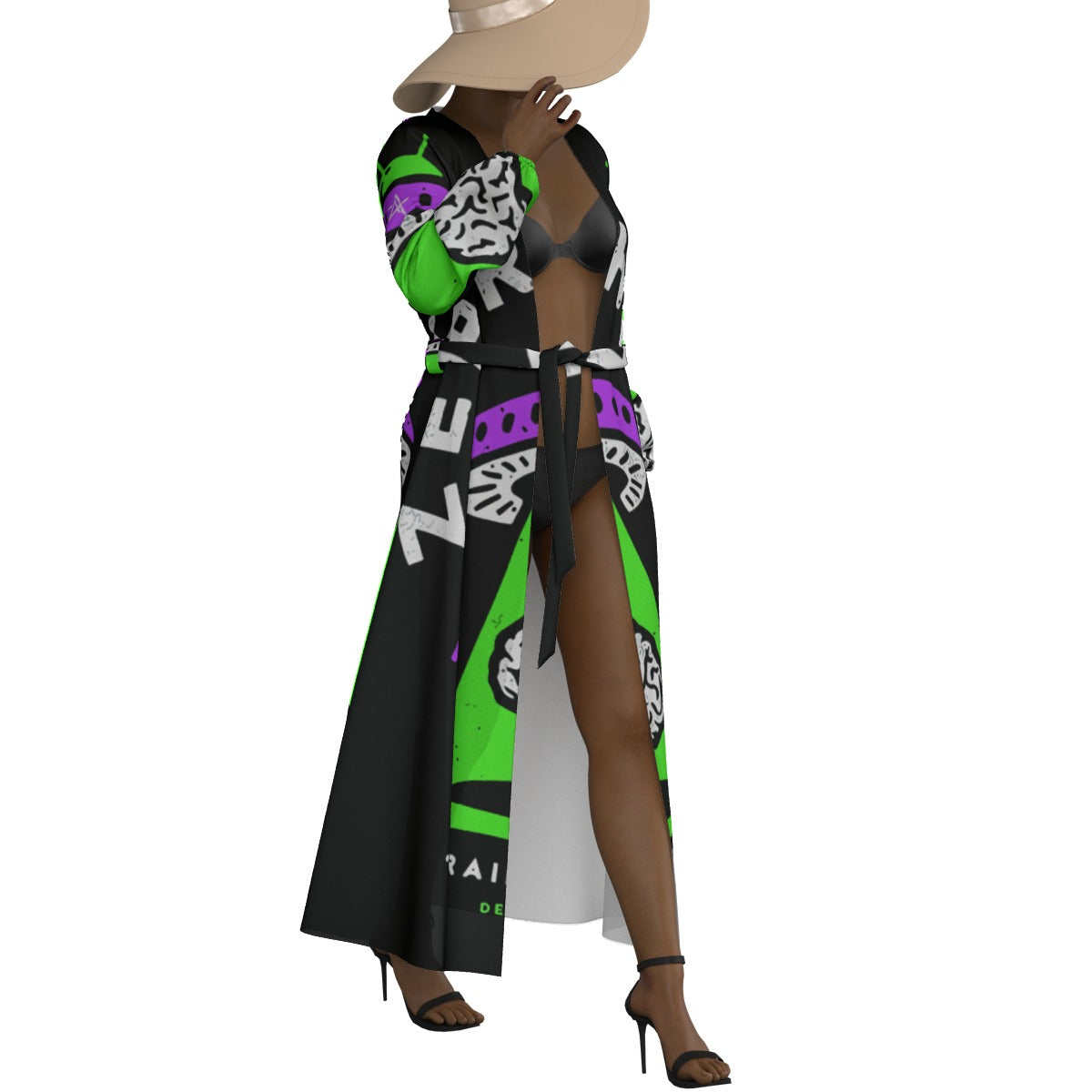 All-Over Print Women's Lace-up Chiffon Robe