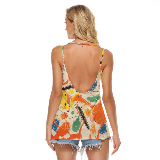 All-Over Print Women's Halter Top With Backless