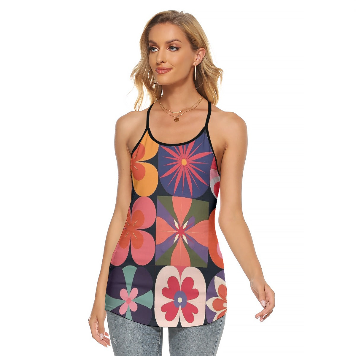 All-Over Print Women's Criss-Cross Open Back Tank Top