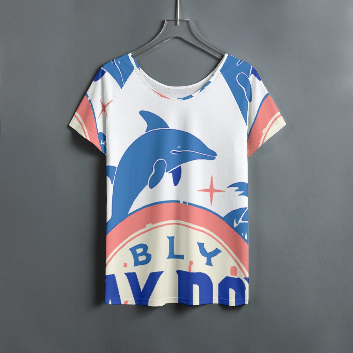 All-Over Print Women's Round Neck T-shirt With Raglan Sleeve