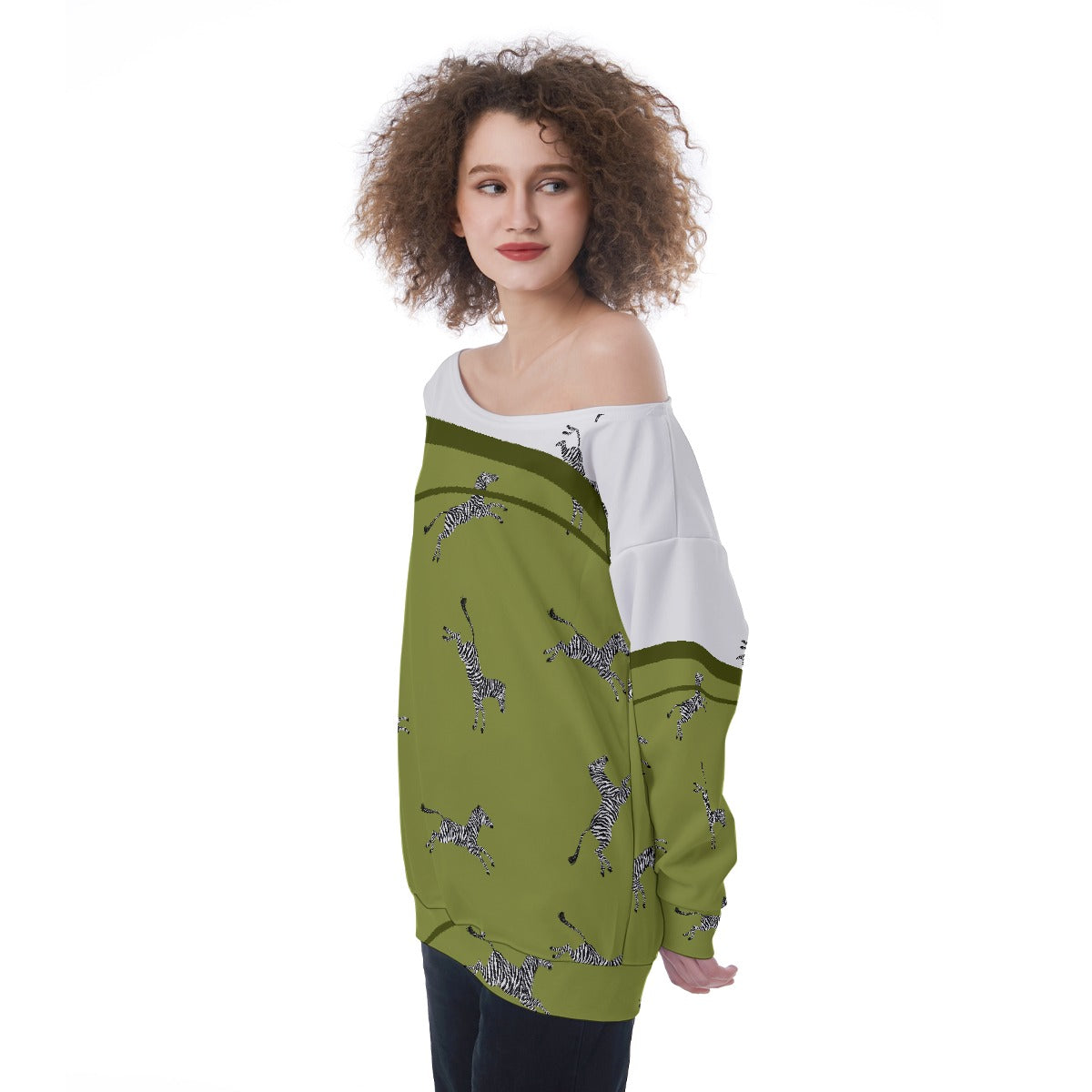 All-Over Print Oversized Women's Off-Shoulder Sweatshirt