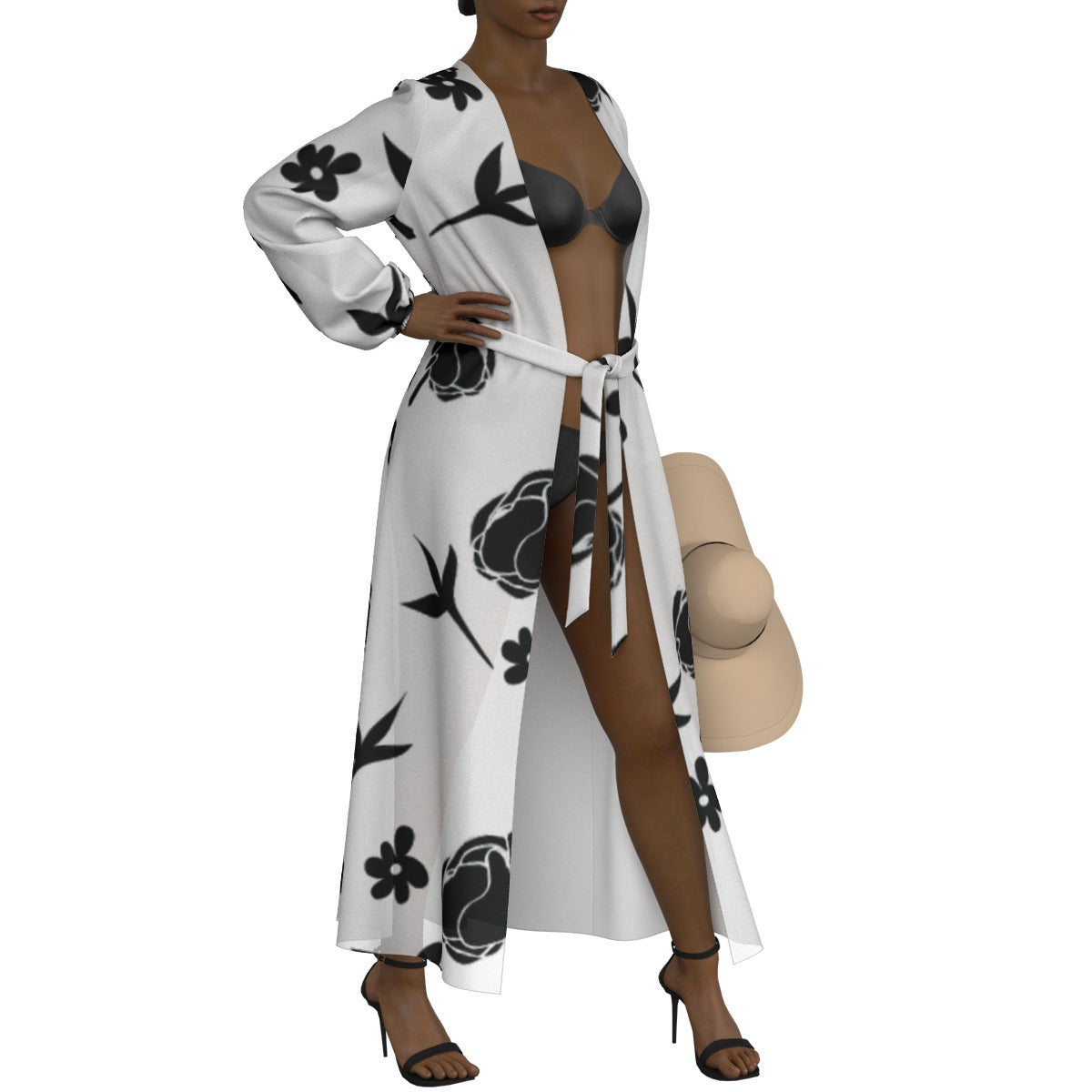 All-Over Print Women's Lace-up Chiffon Robe