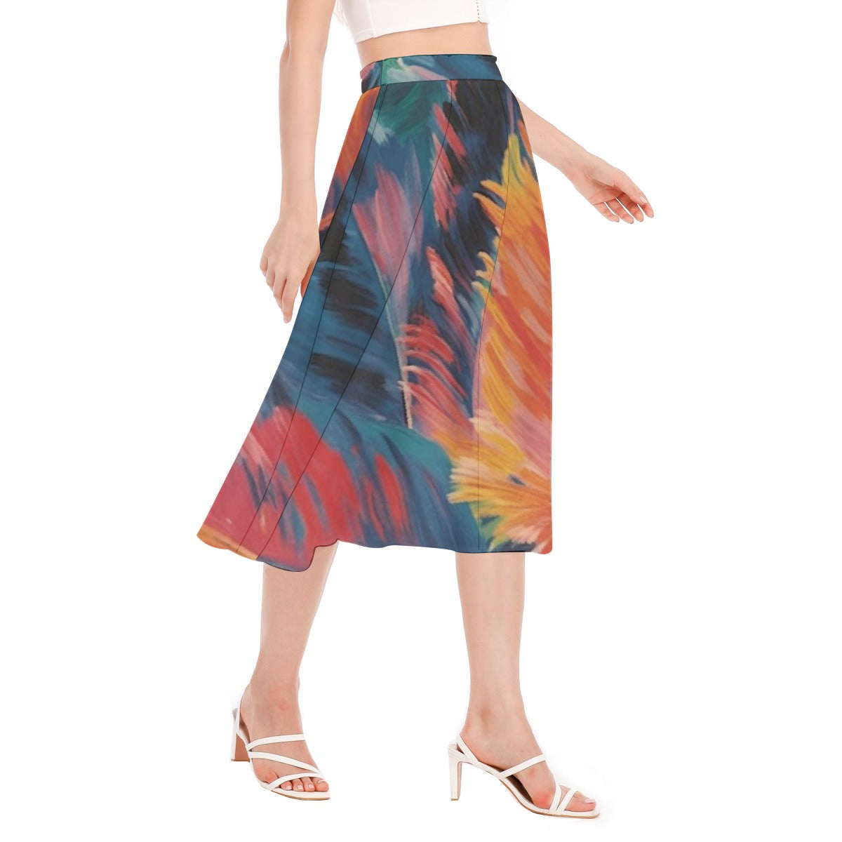 All-Over Print Women's Long Section Chiffon Skirt