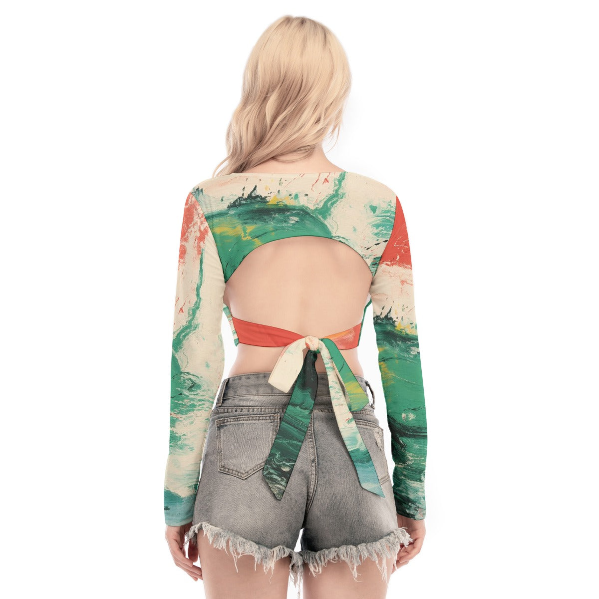 All-Over Print Women's Back Hollow T-shirt With Strap