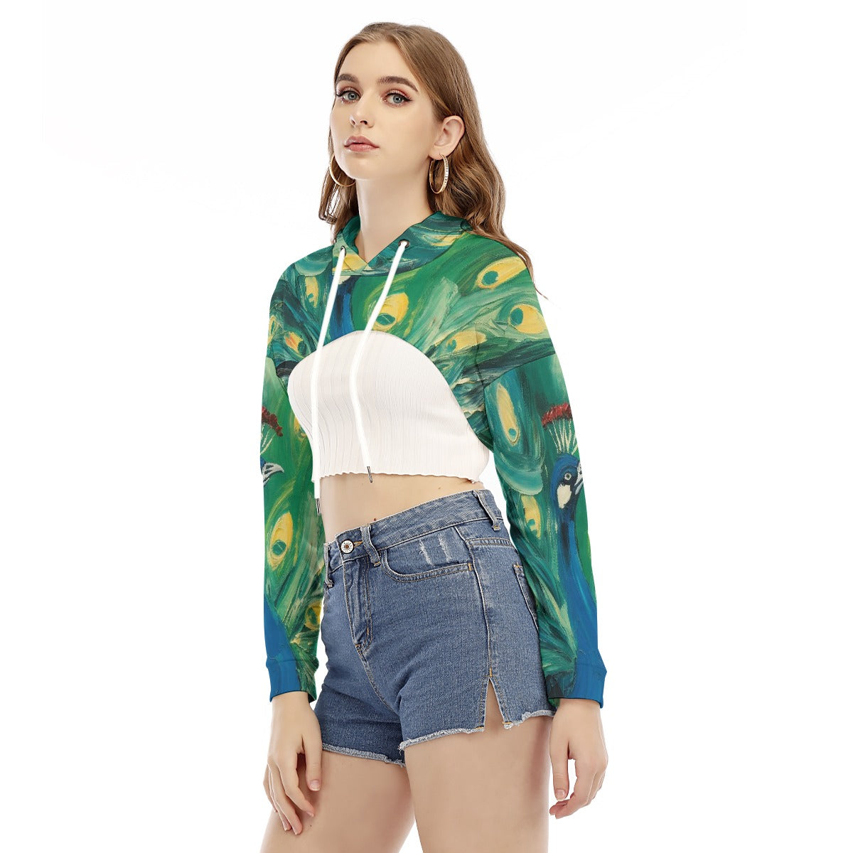 All-Over Print Women's Smock Short Hoodie With Long Sleeve