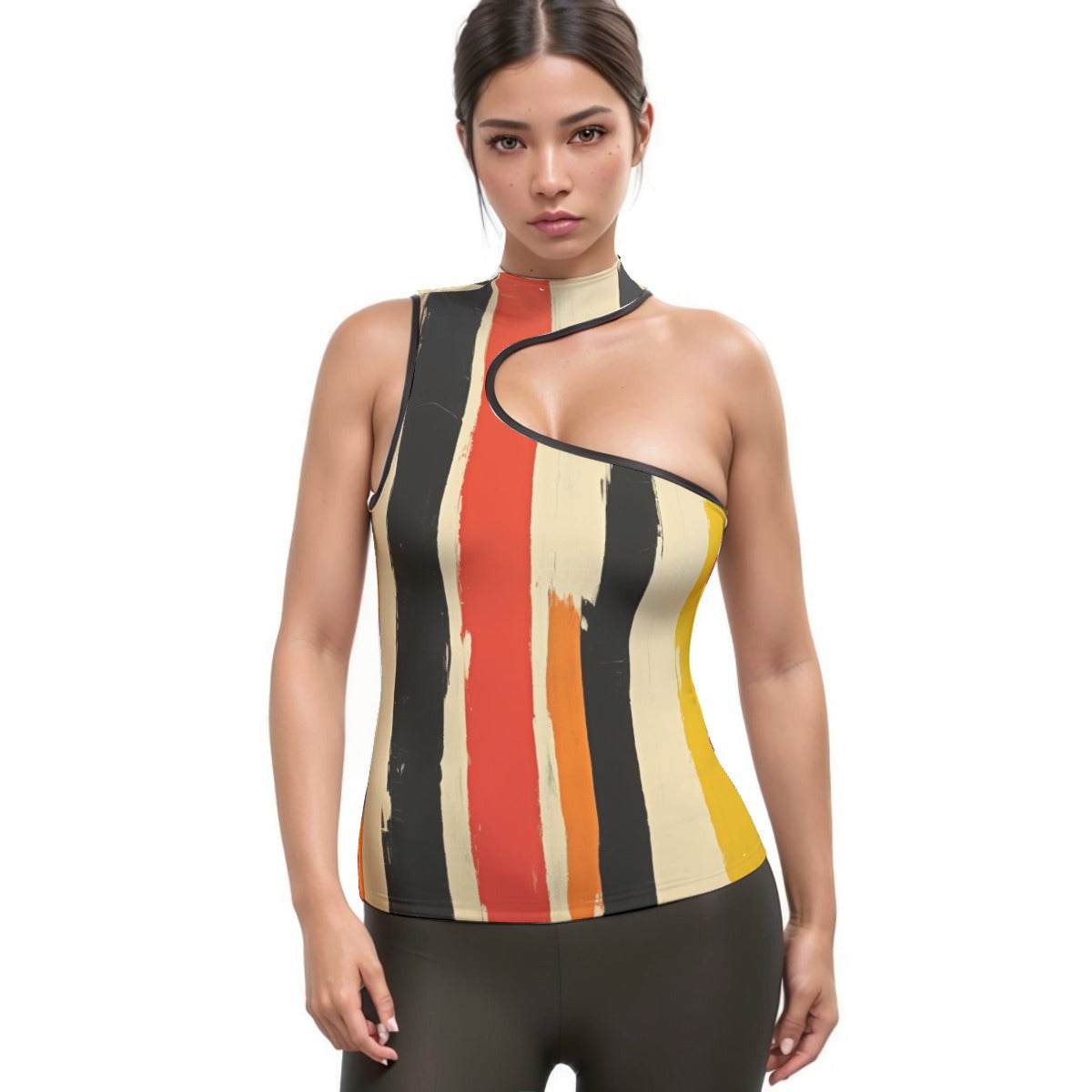 All-Over Print Women's Halter Sleeveless Asymmetrical Tank Top