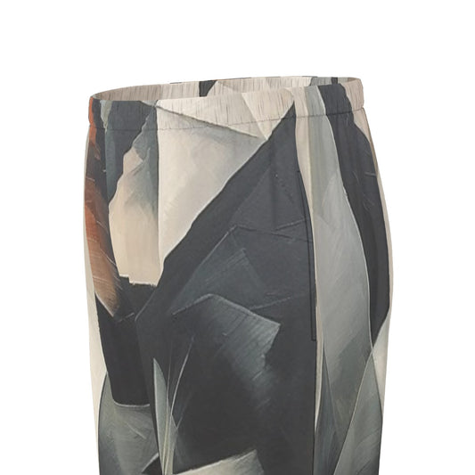 All-Over Print Women's Long Sleeve Pajama Set With Black Contrast Piping