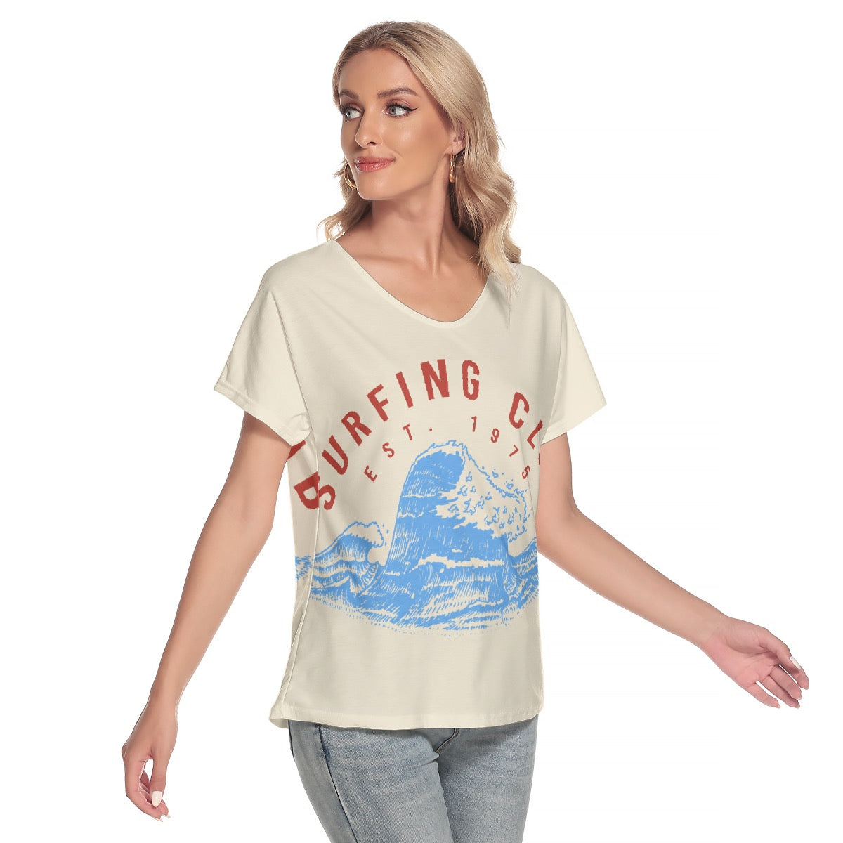 All-Over Print Women's Loose V-neck Short Sleeve T-shirt