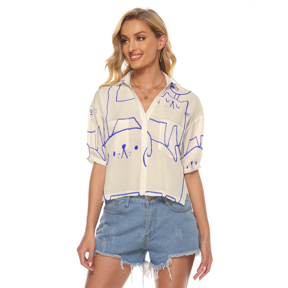 All-Over Print Women's V-neck Shirts