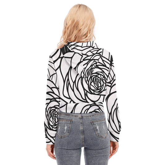 All-Over Print Women's Crop Top Hoodie With Zipper Closure
