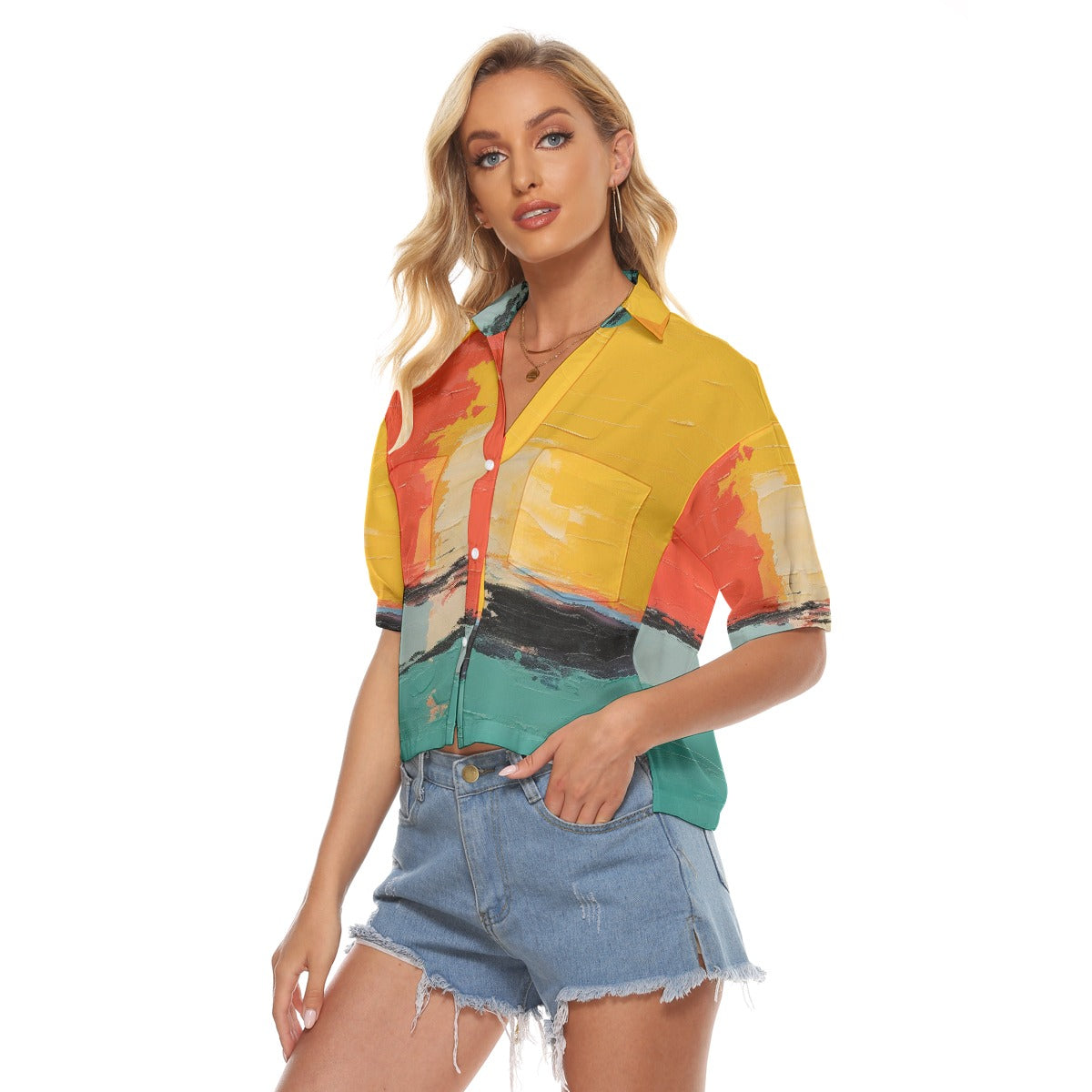 All-Over Print Women's V-neck Shirts