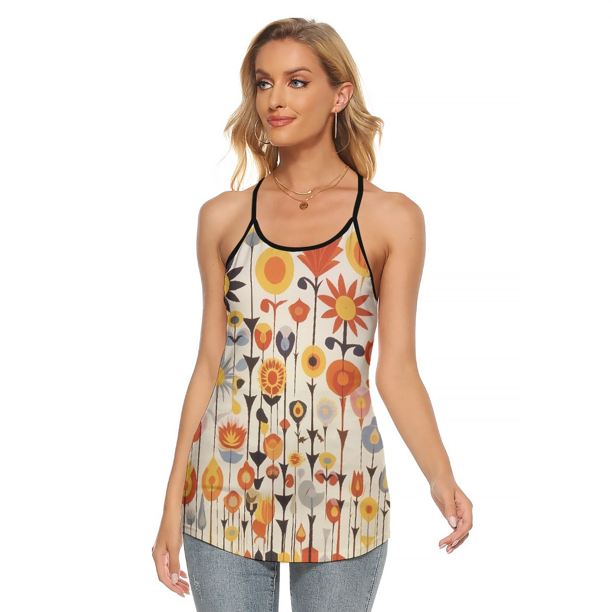 All-Over Print Women's Criss-Cross Open Back Tank Top