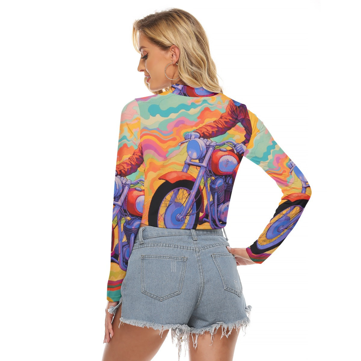 All-Over Print Women's Hollow Chest Keyhole Tight Crop Top