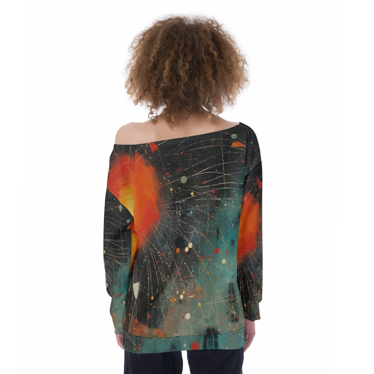 All-Over Print Oversized Women's Off-Shoulder Sweatshirt