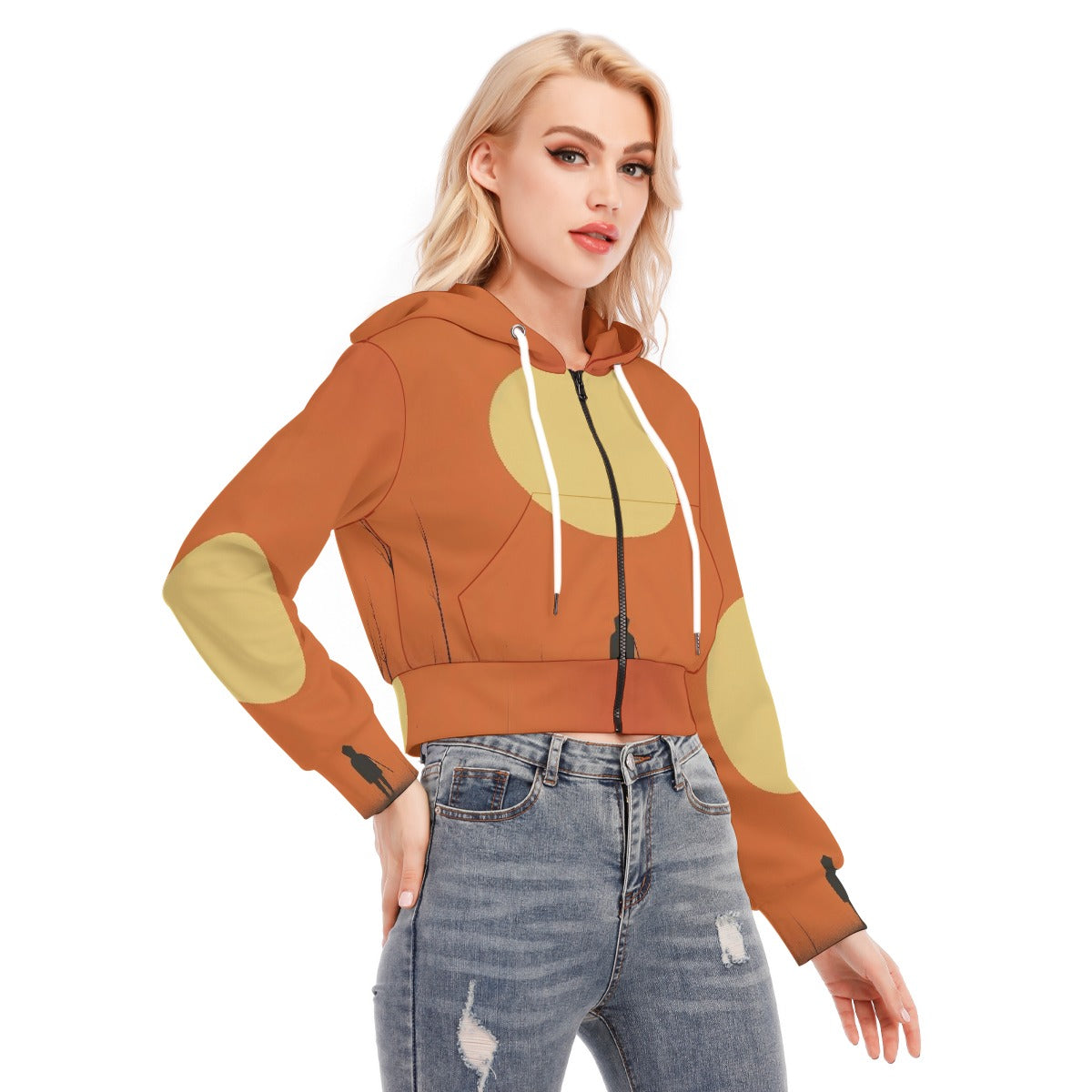All-Over Print Women's Crop Top Hoodie With Zipper Closure