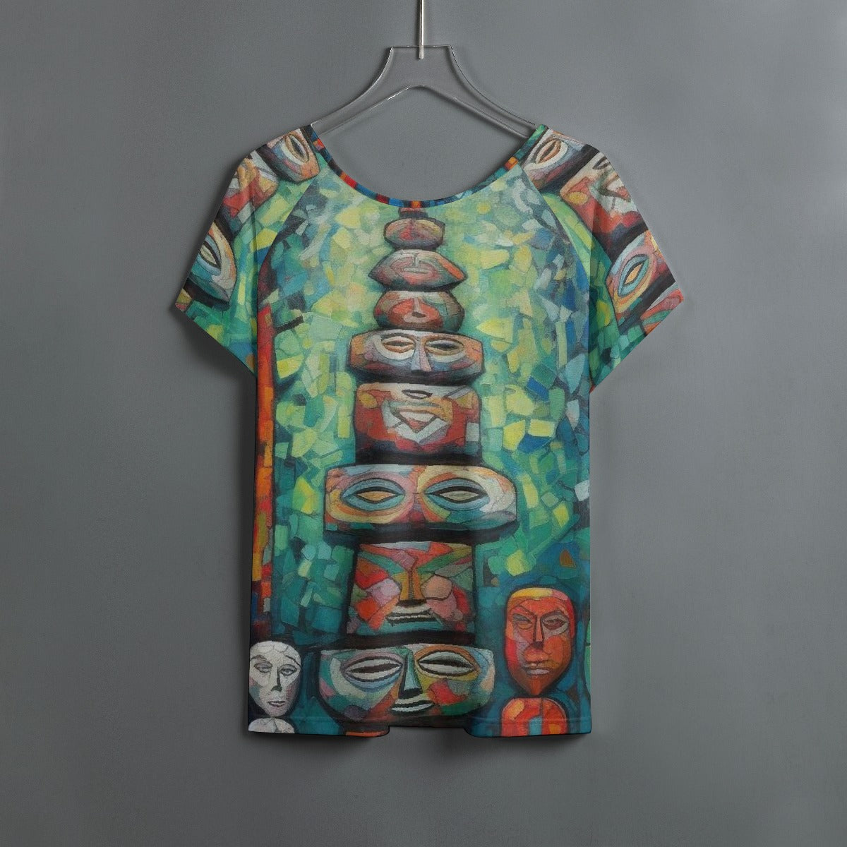 All-Over Print Women's Round Neck T-shirt With Raglan Sleeve