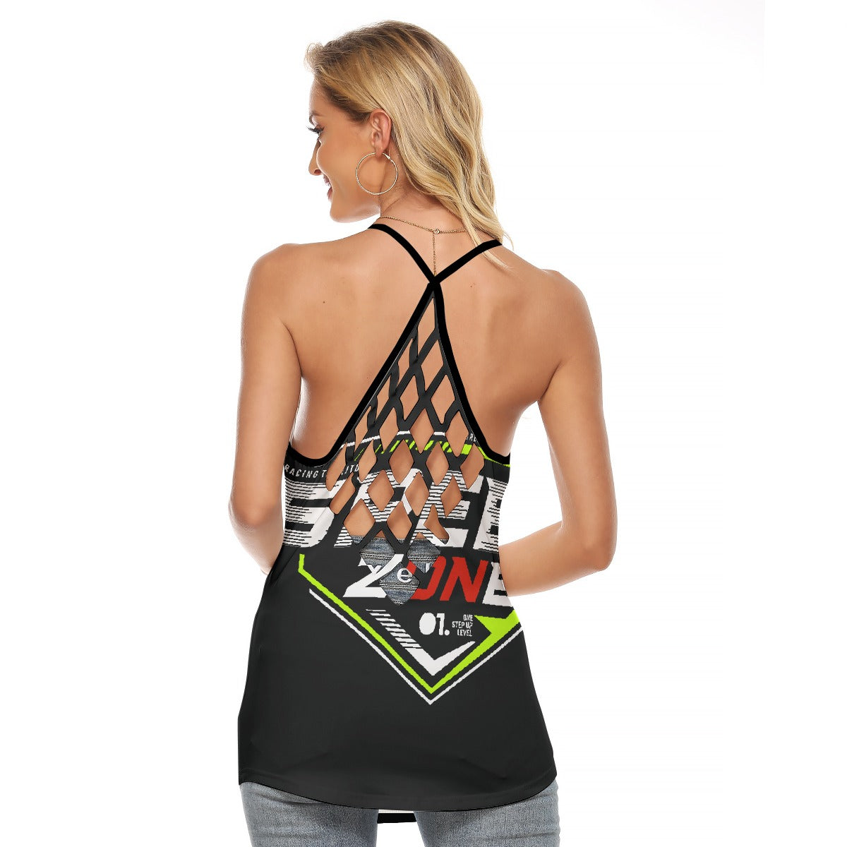 All-Over Print Women's Criss-Cross Open Back Tank Top
